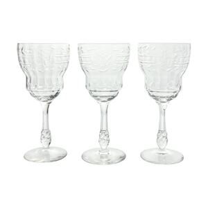 Libbey Rock Sharpe 3 Wine or Water Etched Flower Glasses 7 3/4” 12oz 2018-5